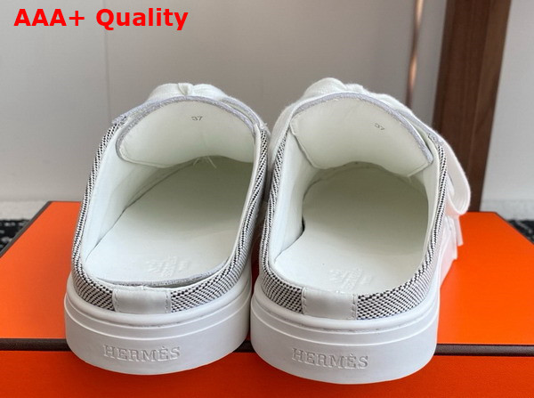 Hermes Keep Sneaker in Canvas and Calfskin Blanc Replica