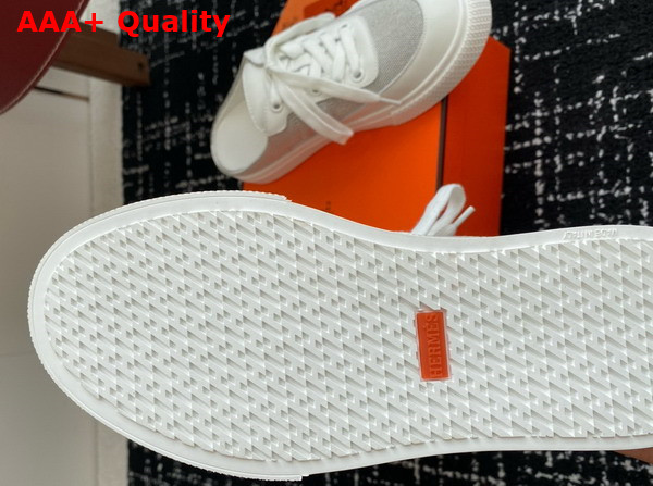 Hermes Keep Sneaker in Canvas and Calfskin Blanc Replica