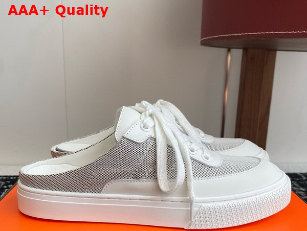 Hermes Keep Sneaker in Canvas and Calfskin Blanc Replica