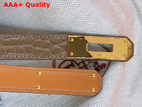 Hermes Kelly 18 Belt in Elephant Gray Crocodile Embossed Calfskin Replica