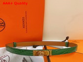 Hermes Kelly 18 Belt in Green Crocodile Embossed Calfskin Replica