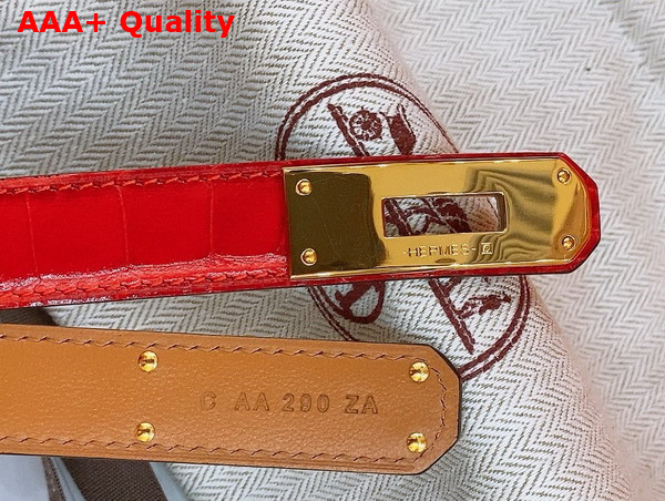 Hermes Kelly 18 Belt in Red Crocodile Embossed Calfskin Replica