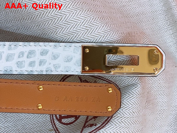 Hermes Kelly 18 Belt in White Crocodile Embossed Calfskin Replica