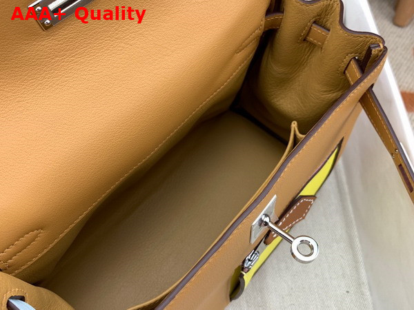 Hermes Kelly 25 Colormatic Tan and Yellow Swift Calfskin Replica