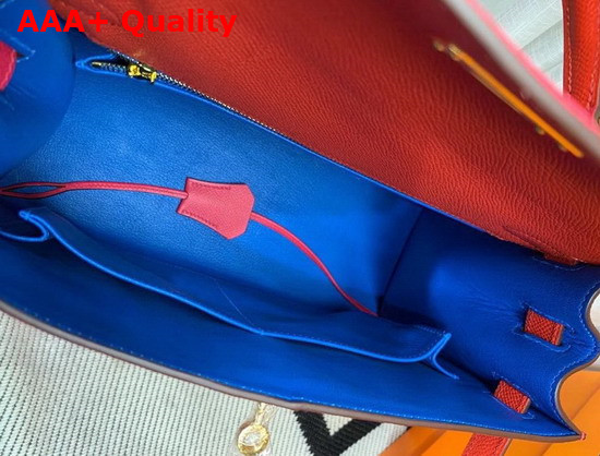 Hermes Kelly 25 Patchwork Epsom Leather Rose and Red Replica