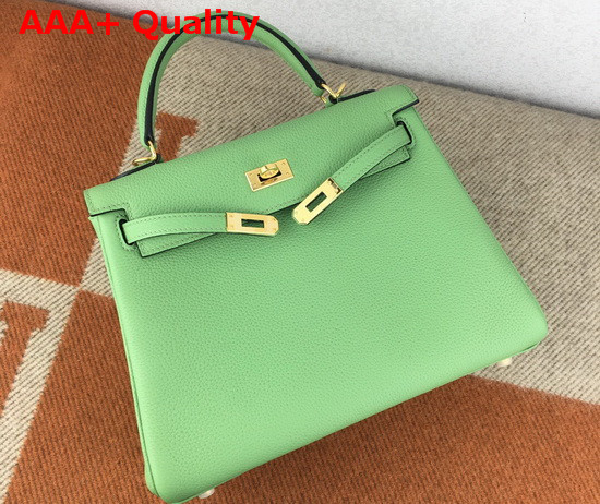 Hermes Kelly 25 in Apple Green Togo Calfskin Replica