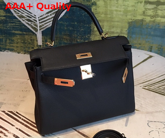 Hermes Kelly 25 in Black Togo Calfskin Replica
