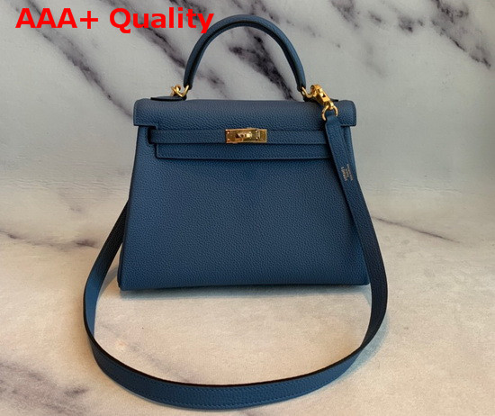 Hermes Kelly 25 in Blue Togo Calfskin Replica