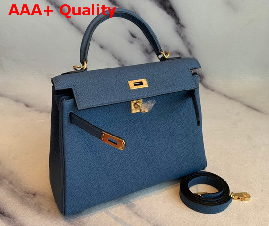 Hermes Kelly 25 in Blue Togo Calfskin Replica