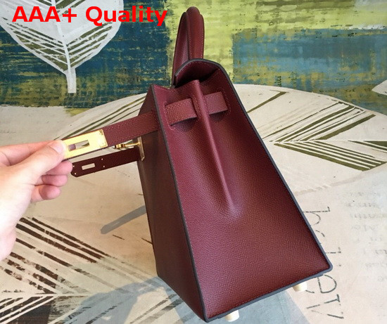 Hermes Kelly 25 in Bordeaux Epsom Calfskin Replica