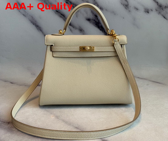 Hermes Kelly 25 in Cream Togo Calfskin Replica