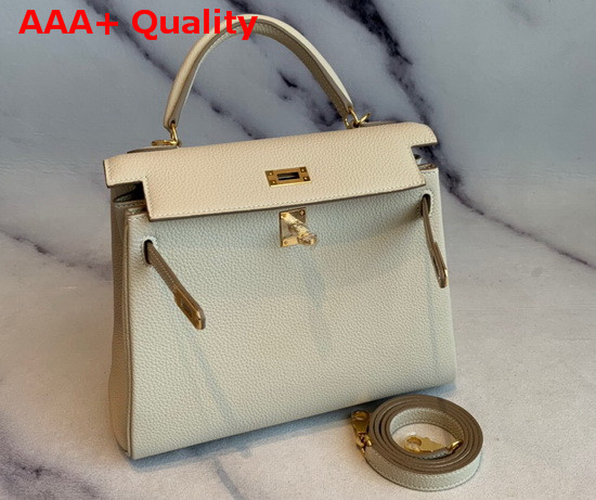 Hermes Kelly 25 in Cream Togo Calfskin Replica