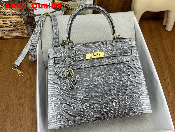 Hermes Kelly 25 in Gray Lizard Leather Replica