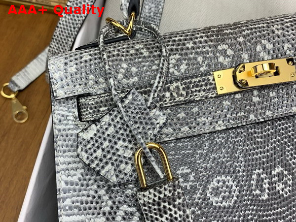 Hermes Kelly 25 in Gray Lizard Leather Replica