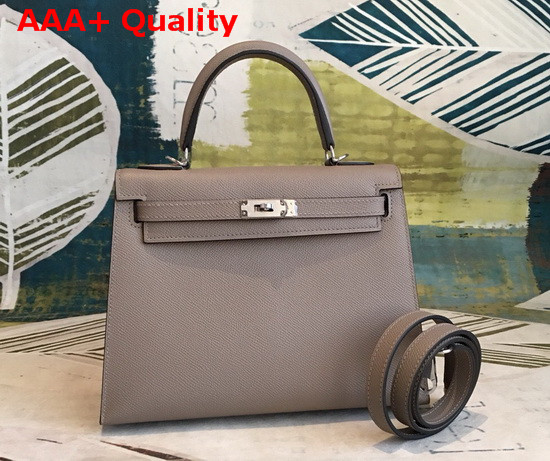 Hermes Kelly 25 in Grey Epsom Calfskin Replica