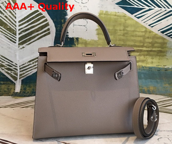 Hermes Kelly 25 in Grey Epsom Calfskin Replica