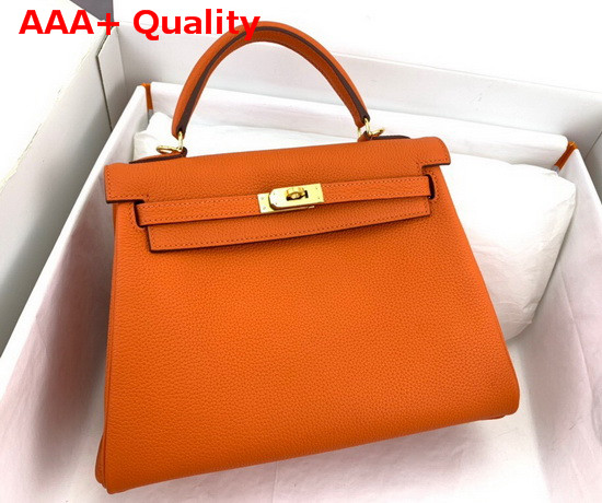 Hermes Kelly 25 in Orange Togo Calfskin Replica