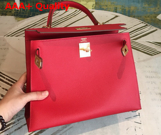 Hermes Kelly 25 in Red Epsom Calfskin Replica