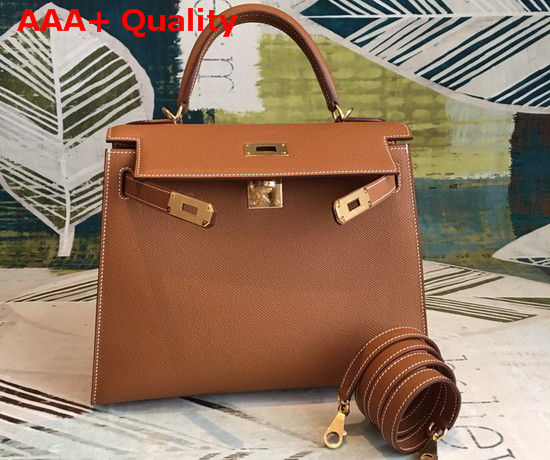 Hermes Kelly 25 in Tan Epsom Calfskin Replica