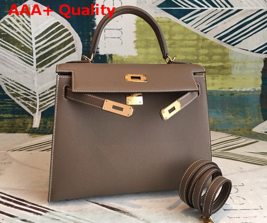 Hermes Kelly 25 in Taupe Epsom Calfskin Replica