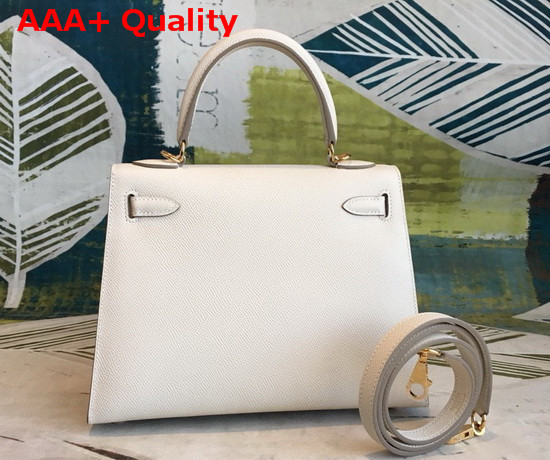 Hermes Kelly 25 in White Epsom Calfskin Replica