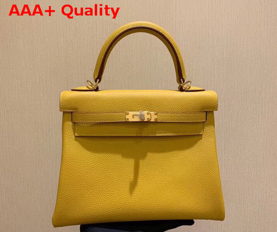 Hermes Kelly 25 in Yellow Togo Calfskin Replica