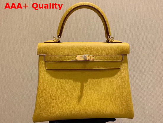 Hermes Kelly 25 in Yellow Togo Calfskin Replica
