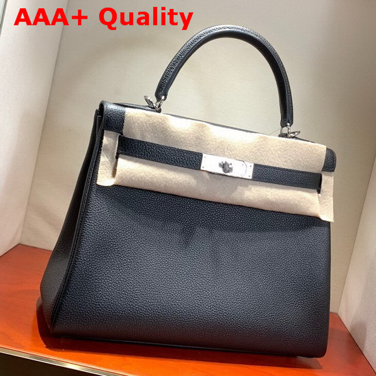 Hermes Kelly 28 Bag Black Togo Calfskin Hand Stitching Replica