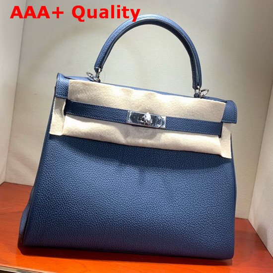 Hermes Kelly 28 Bag Blue Togo Calfskin Hand Stitching Replica