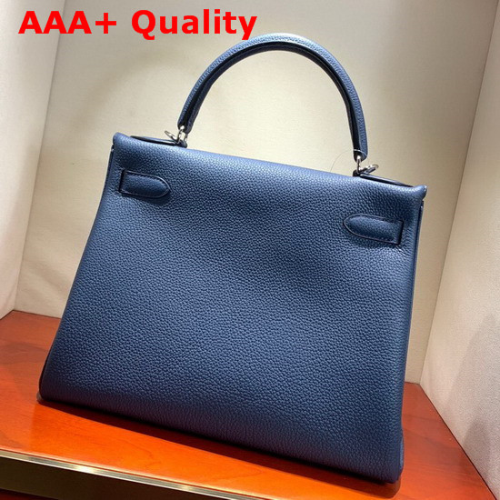 Hermes Kelly 28 Bag Blue Togo Calfskin Hand Stitching Replica