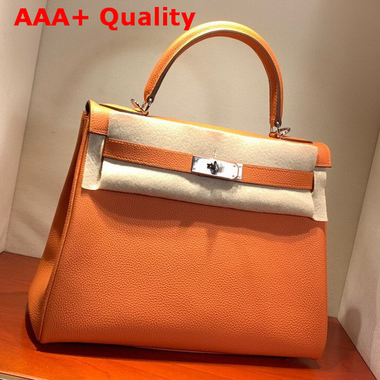 Hermes Kelly 28 Bag Orange Togo Calfskin Hand Stitching Replica