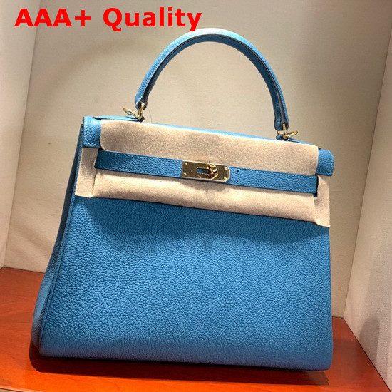 Hermes Kelly 28 Bag Sky Blue Togo Calfskin Hand Stitching Replica