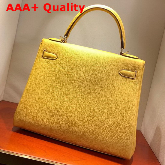 Hermes Kelly 28 Bag Yellow Togo Calfskin Hand Stitching Replica
