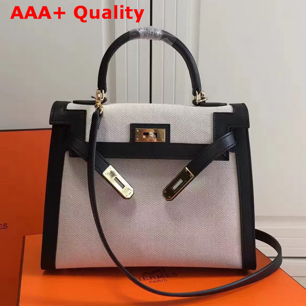 Hermes Kelly 28 Canvas and Leather Replica