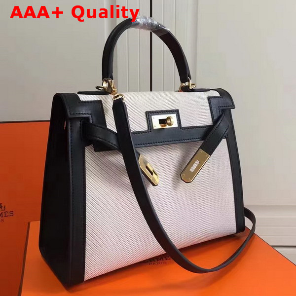 Hermes Kelly 28 Canvas and Leather Replica
