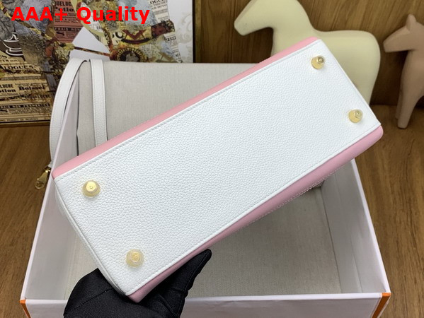 Hermes Kelly 28 Ghillies Togo Leather and Swift Leather Lace Trim White and Pink Replica