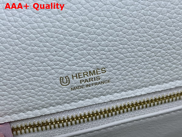 Hermes Kelly 28 Ghillies Togo Leather and Swift Leather Lace Trim White and Pink Replica