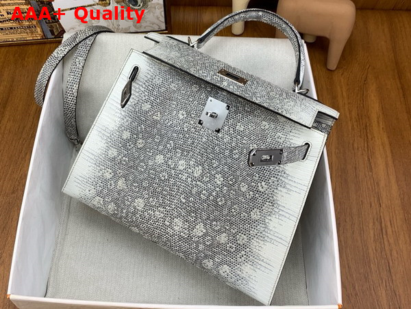 Hermes Kelly 28 in Gray Lizard Leather Replica