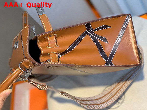 Hermes Kelly 28 in Tan Printed Box Leather Replica