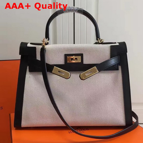 Hermes Kelly 32 Canvas and Leather Replica