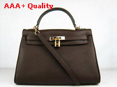 Hermes Kelly 32 Dark Coffee Gold Replica