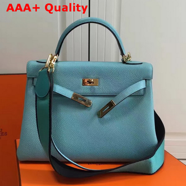 Hermes Kelly 32 Turquoise Togo Leather Replica