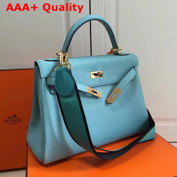 Hermes Kelly 32 Turquoise Togo Leather Replica