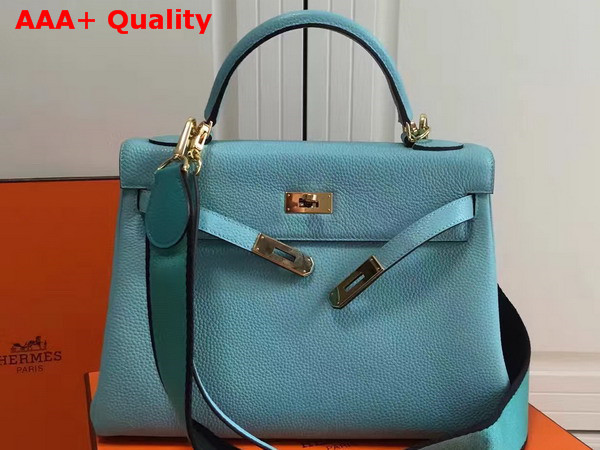 Hermes Kelly 32 Turquoise Togo Leather Replica