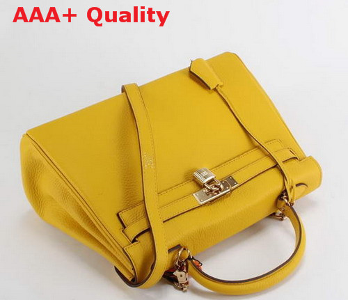 Hermes Repica Hermes Kelly 32 In Yeloow with Gold Replica