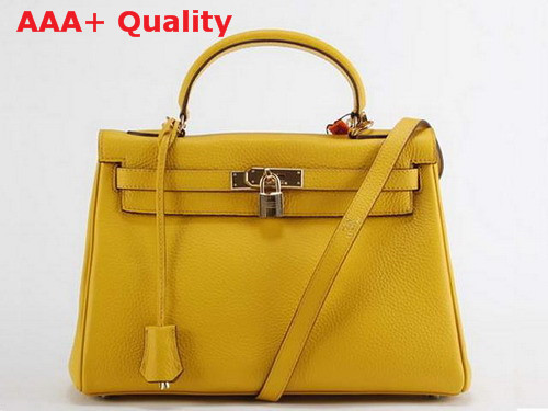 Hermes Repica Hermes Kelly 32 In Yeloow with Gold Replica