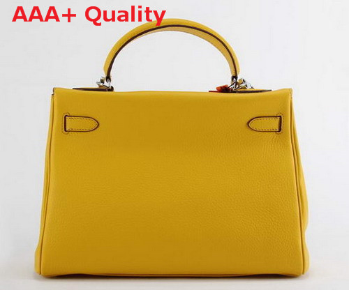 Hermes Fake Hermes Kelly 32 in Yellow with Silver Replica