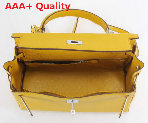 Hermes Fake Hermes Kelly 32 in Yellow with Silver Replica