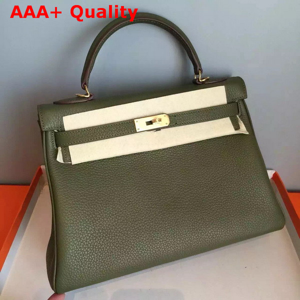 Hermes Kelly 32 in Army Green Original Leather Replica