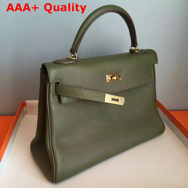 Hermes Kelly 32 in Army Green Original Leather Replica